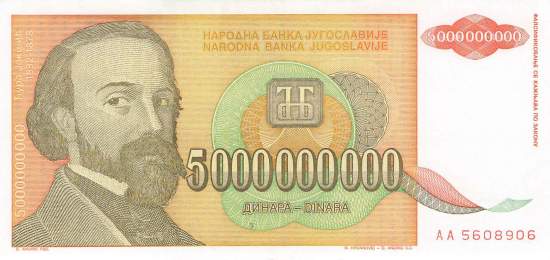 Jugoslawien p135 5 Milliarden Dinara 1993